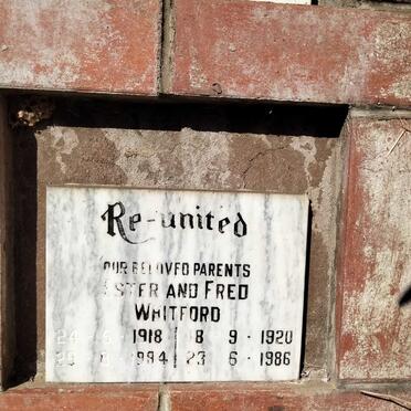 WHITFORD Fred 1920-1986 & Ester 1918-1984