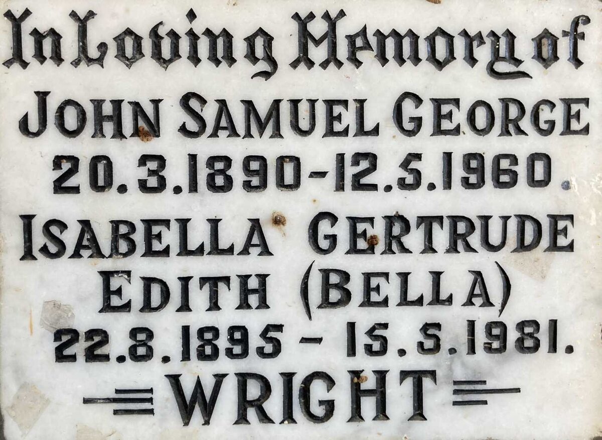 WRIGHT John Samuel George 1890-1960 & Isabella Gertrude Edith 1895-1981