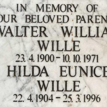 WILLE Walter William 1900-1971 & Hilda Eunice 1904-1996