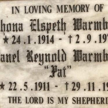 WARMBACK Danel Reynold 1911-1994 & Rhona Elspeth 1914-1971