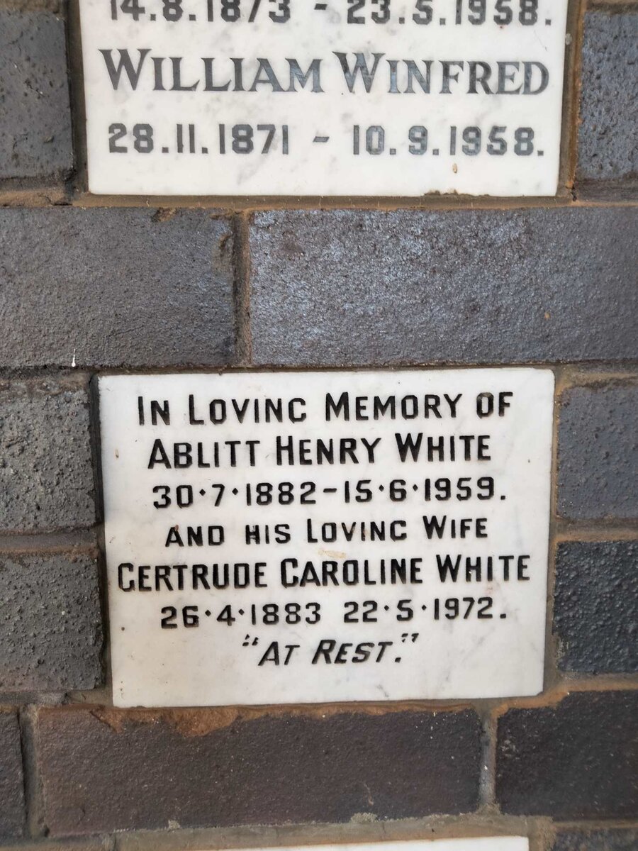 WHITE Ablitt Henry 1882-1959 & Gertrude Caroline 1883-1972