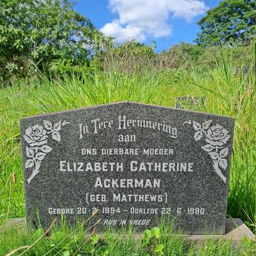 ACKERMAN Elizabeth Catherine nee MATTHEWS 1894-1980