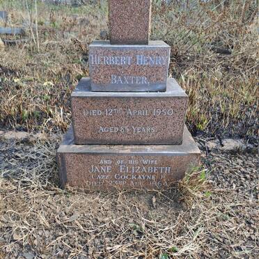 BAXTER Herbert Henry -1950 & Jane Elizabeth COCKAYNE -1964