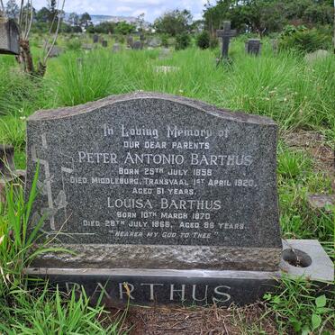 BARTHUS Peter Antonio 1859-1920 & Louisa 1870-1966