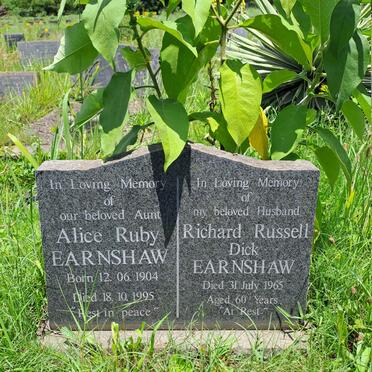 EARNSHAW Richard Russell Dick -1965 & Alice Ruby 1904-1995