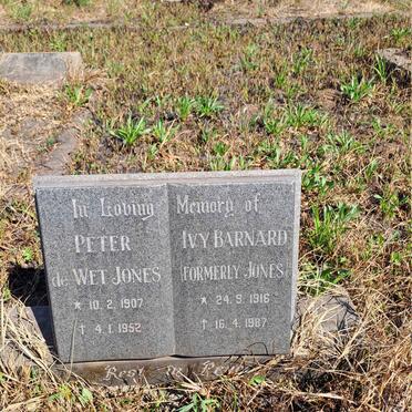 JONES Peter De Wet 1907-1952 :: BARNARD Ivy Formerly JONES 1916-1987