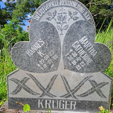KRUGER Hannes K. 1923-1988 & Martha Catherine 1923-1993