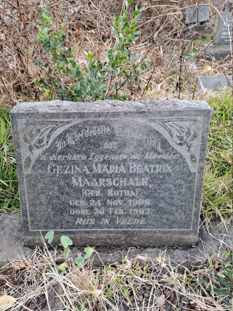 MAARSCHALK Gezina Maria Beatrix nee BOTHA 1906-1962