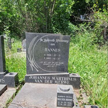 MERWE Johannes Marthinus, van der 1966-1985 :: VAN DER MERWE Annes 1939-2012