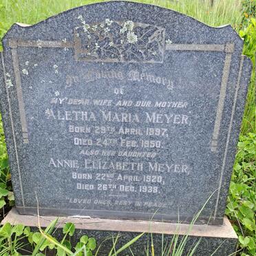 MEYER Aletha Maria 1897-1950 & MEYER Annie Elizabeth 1920-1938