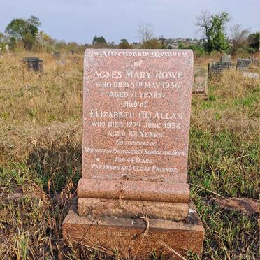 ROWE Agnes Mary -1936 :: ALLAN Elizabeth -1938