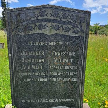 WALT Johannes Christian, van der 1872-1940 & Ernestine nee FALLOWFIELD 1874-1938