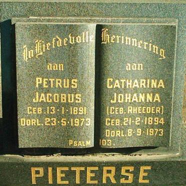 PIETERSE Petrus Jacobus 1891-1973 &amp; Catharina Johanna RHEEDER 1894-1973