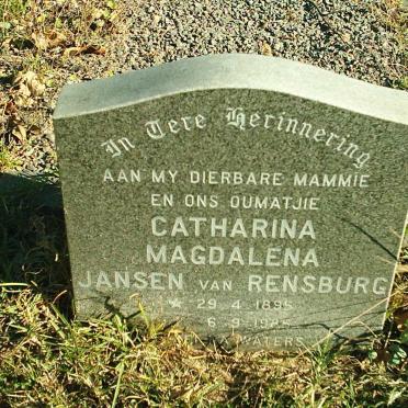 RENSBURG Catharina Magdalena, Jansen van 1895-1985