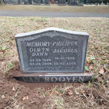 ROOYEN Philipus Jacobus, van 1939-2004 &amp; Memory Olwyn Dawn 1939-2000