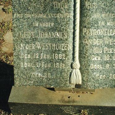 WESTHUIZEN Gert Johannes, van der 1882-1961 &amp; Petronella Aletia DU PLESSIS 1897-1971