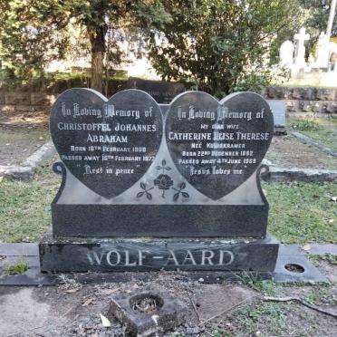 AARD Catherine Elise Theresa, WOLF nee KONIGKRAMER 1882-1969 :: WOLF-AARD Christoffel Johannes Abraham 1900-1977