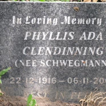 CLEDINNING Phyllis Ada nee SCHWEGMANN 1916-2004