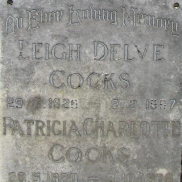 COCKS Leigh Delve 1920-1967 &amp; Patricia Charlotte 1920-1978