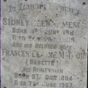 JAMESON Sidney Glen 1881-1965 &amp; Frances Elaine Mellor ROBINSON 1884-1967