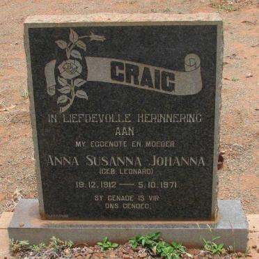CRAIG Anna Susanna Johanna nee LEONARD 1912-1971