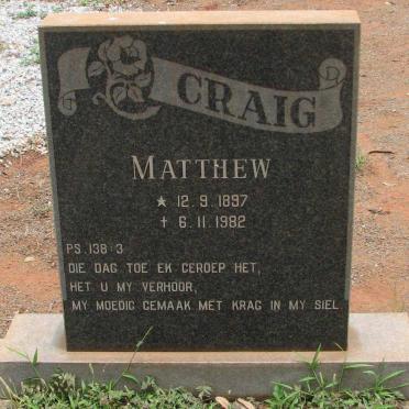 CRAIG Matthew 1897-1982