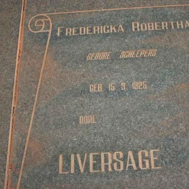 LIVERSAGE Samuel Bond 1923-1988 &amp; Fredericka Robertha SCHEEPERS 1925-