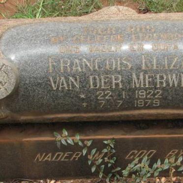 MERWE Francois Eliza, van der 1922-1979