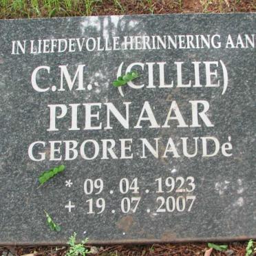 PIENAAR C.M. nee NAUDÉ 1923-2007