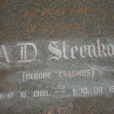 STEENKAMP J.A.D. nee ERASMUS 1908-1991