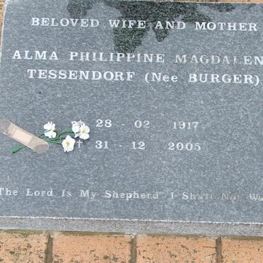 TESSENDORF Alma Philippine Magdalena nee BURGER 1917-2005