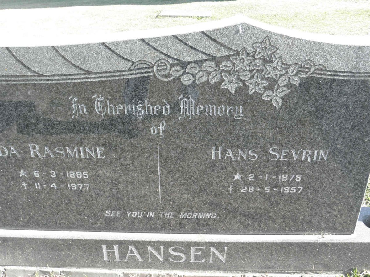 HANSEN Hans Sevrin 1878-1957 &amp; ?da Rasmine 1885-1977