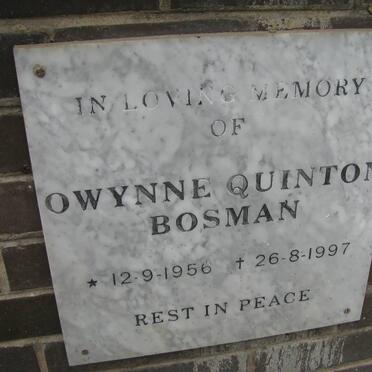 BOSMAN Owynne Quinton 1956-1997