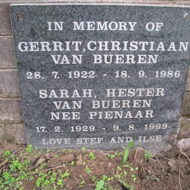 BUEREN Gerrit Christiaan, van 1922-1986 &amp; Sarah Hester PIENAAR 1929-1999