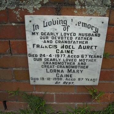 CAINE Francis Noel Auret -1977 &amp; Lorna Mary -1998