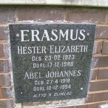 ERASMUS Abel Johannes 1918-1994 &amp; Hester Elizabeth 1923-1988