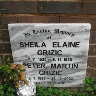 GRIZIC Peter Martin 1923-2002 &amp; Sheila Elaine 1925-1989