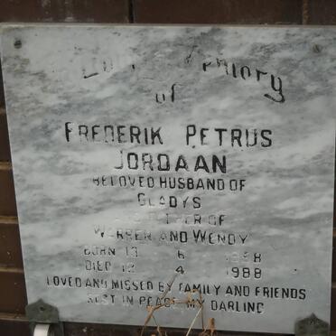JORDAAN Frederik Petrus 1958-1988