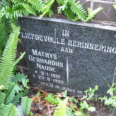 NAUDE Mathys Gerhardus 1921-1992