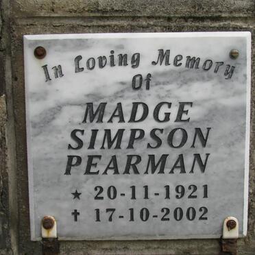 PEARMAN Madge Simpson 1921-2002