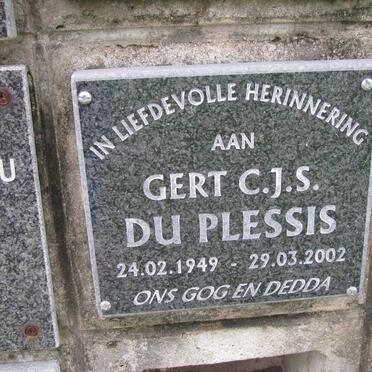 PLESSIS Gert C.J.S., du 1949-2002