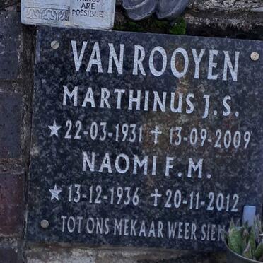 ROOYEN Marthinus J.S., van 1931-2009 & Naomi F.M. 1936-2012