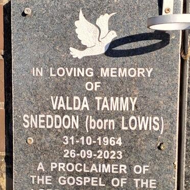 SNEDDON Valda Tammy nee LOWIS 1964-2023