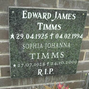 TIMMS Edward James 1925-1994 &amp; Sophia Johanna 1928-2009