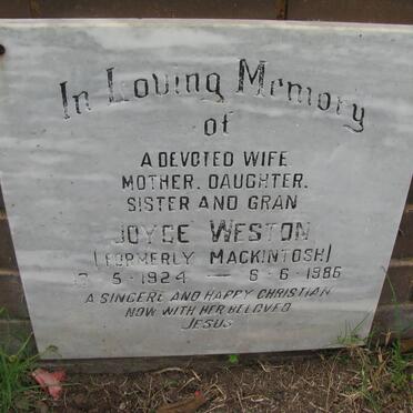 WESTON Joyce formerly MACKINTOSH 1924-1986