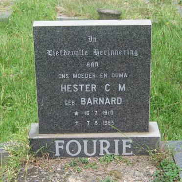 FOURIE Hester C.M. nee BARNARD 1910-1985