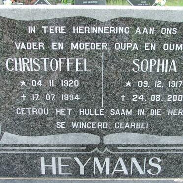 HEYMANS Christoffel 1920-1994 &amp; Sophia 1917-2003