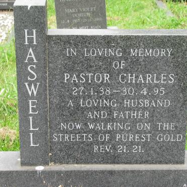 HASWELL Pastor Charles 1938-1995