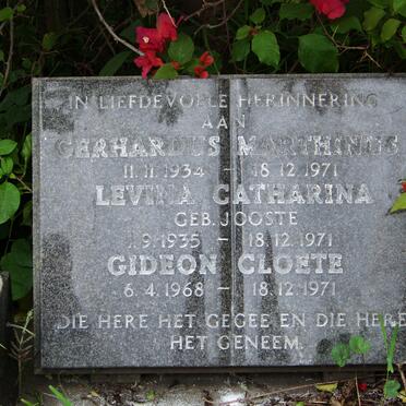 MERWE Gerhardus Marthinus, van der 1934-1971 &amp; Levina Catharina JOOSTE 1935-1971 :: VAN DER MERWE Gideon Cloete 1968-1971