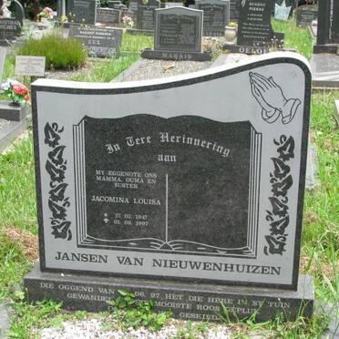 NIEUWENHUIZEN Jacomina Louisa, Jansen van 1947-1997